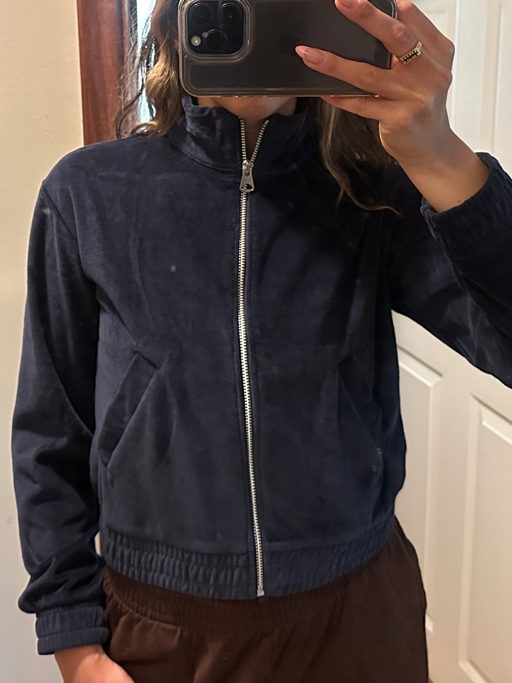 H&M velour jacket with zipper